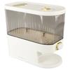 Reisspender Klarer Knopfdruck Geruchsdichter Trockenfutter-Aufbewahrungsbehälter mit Messbecher für Körner Bohnen Weiß L