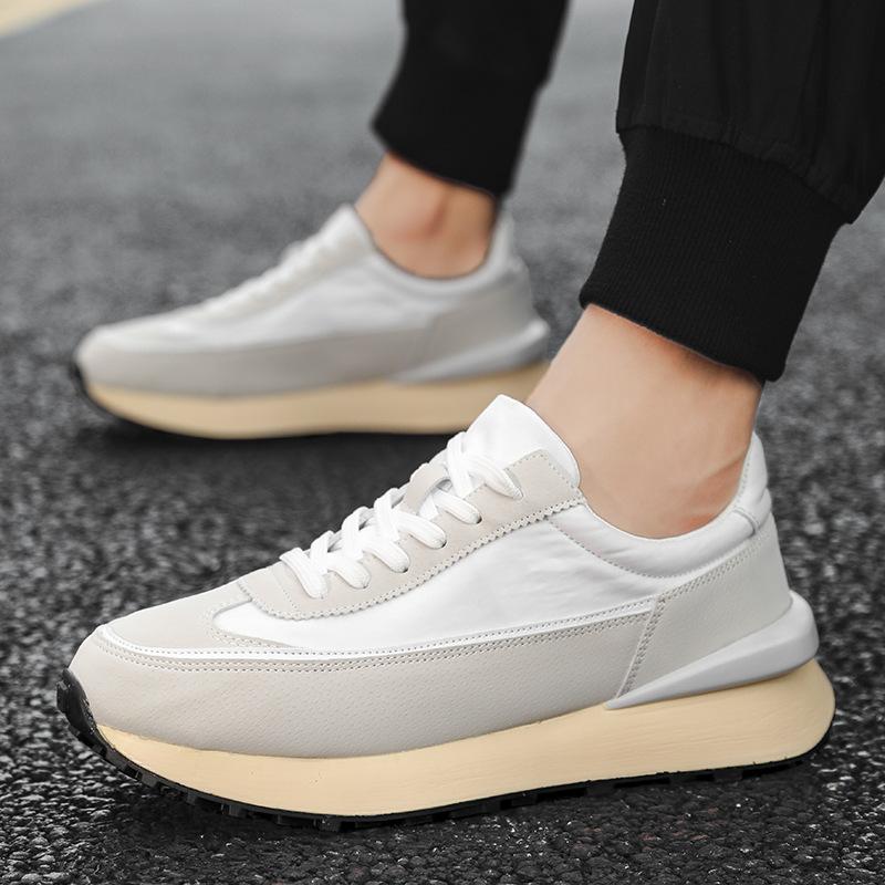 Fashion 2024 Summer and Autumn New Low-cut Lace-up Platform Casual Shoes Daily Solid Color Board Shoes Round Head Adhesive Men's Shoes