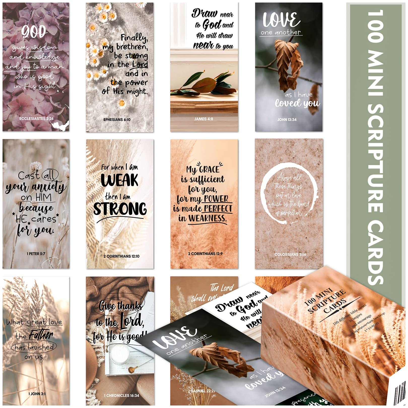 

BRYTEFY Mini Prayer Unisex Religious Motivational Cards with Inspirational Bulk Inspirational Religious Christian Gifts for Men and Women (Earth Tone)