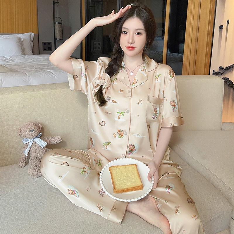 Sweet And Lazy Girl Can Wear Printed Short-Sleeved Trousers Loungewear Pajamas
