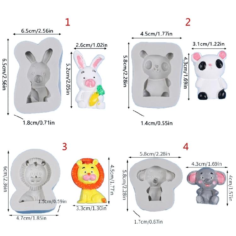 Food Grade Resin Soap Making Mould Safe Silicone Mold Lovely Cartoon Animal Charm Design Baking Craft Tool