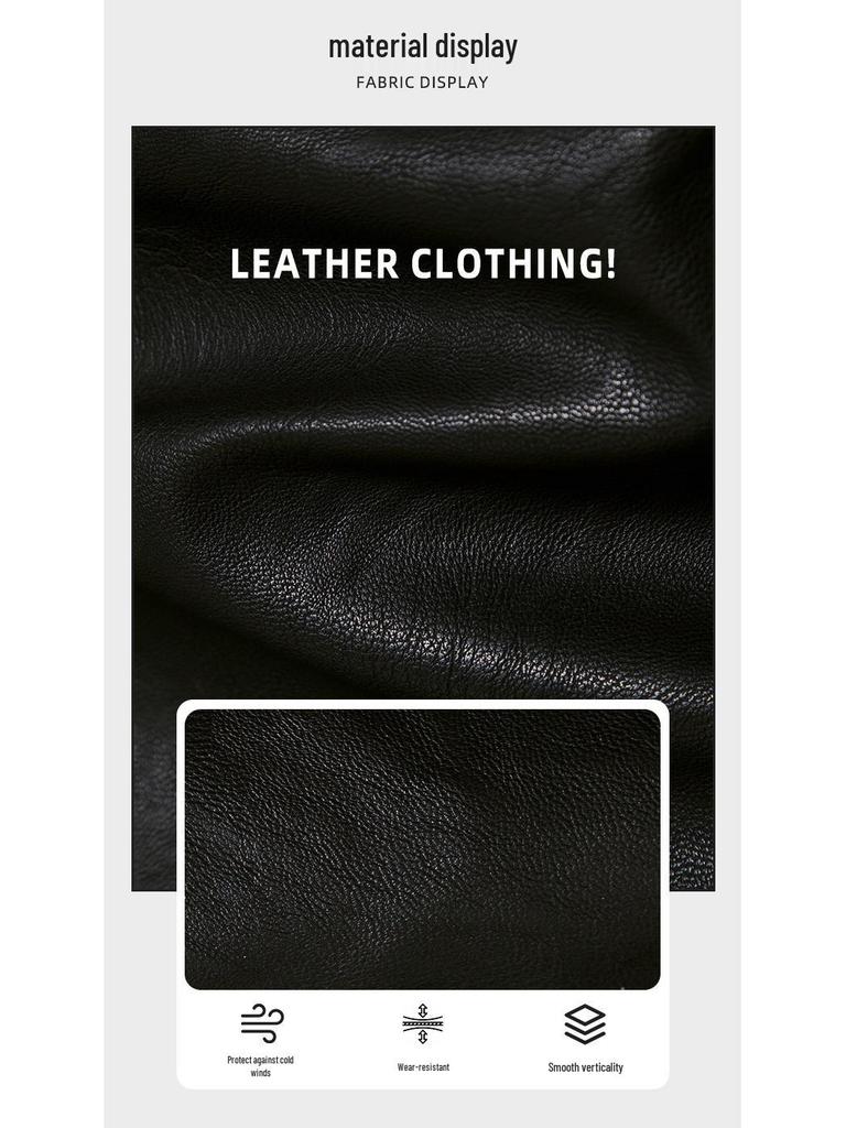 Herren 2024 Lammfelllederjacke: Herbst-/Winter-Stil mit Plus-Samt und Verdickungsmerkmalen.