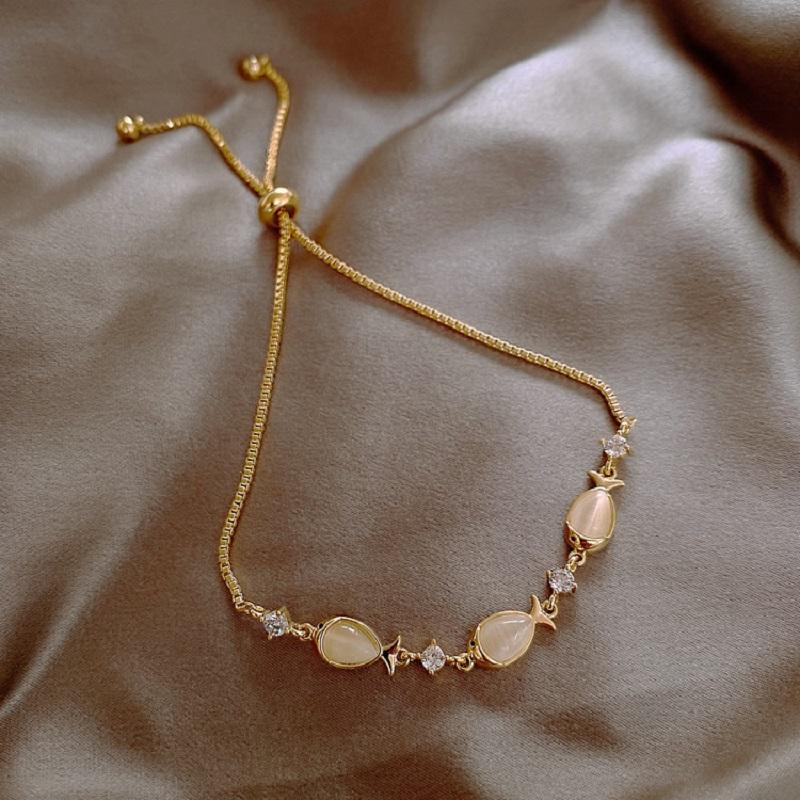 Elegant Inlaid Rhinestone Korean Bracelets Gold Colour Flower Charm Bracelet For Women Fashion Jewelry Accessories Party