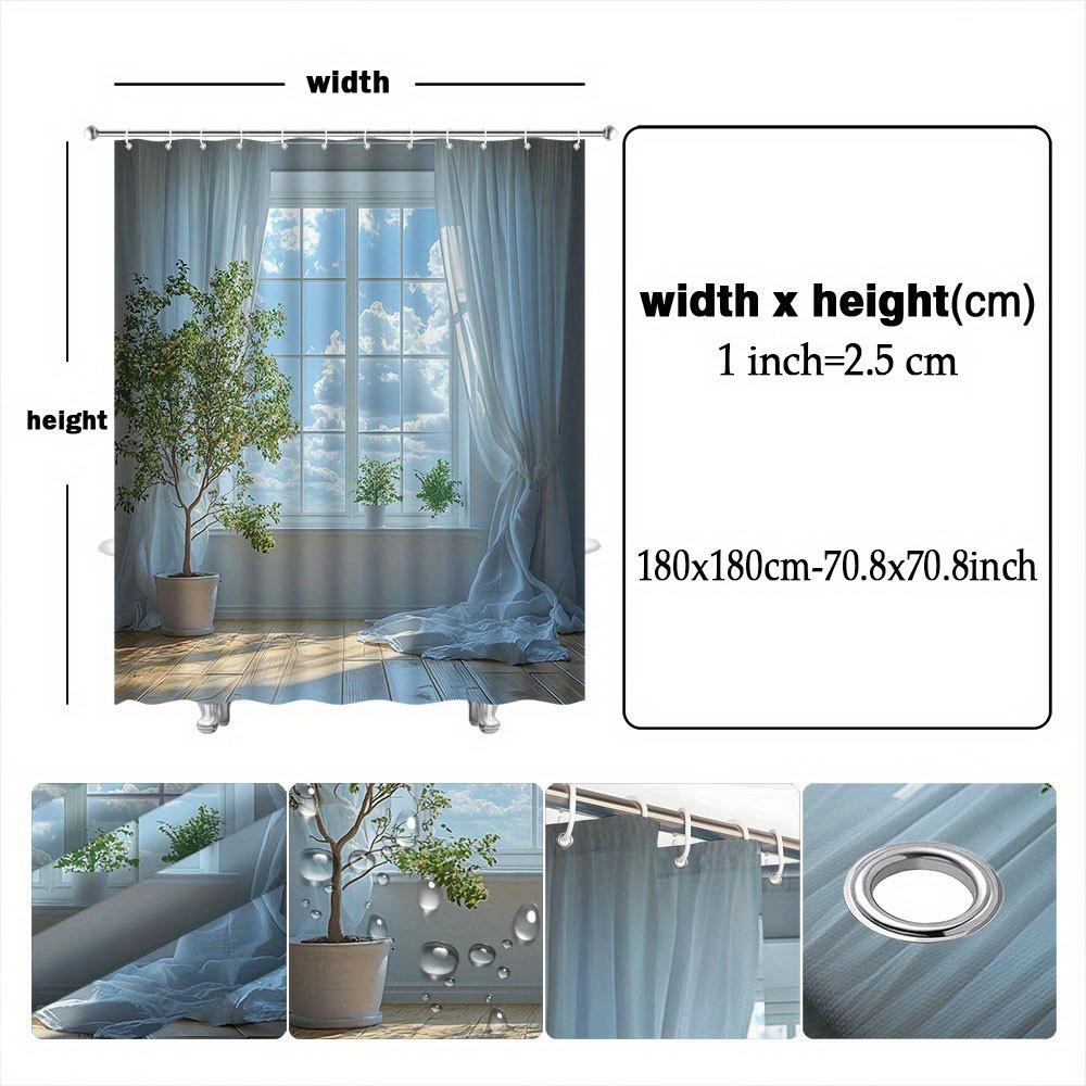 Sunny Window with Greenery Waterproof Shower Curtain for Bathroom Decor