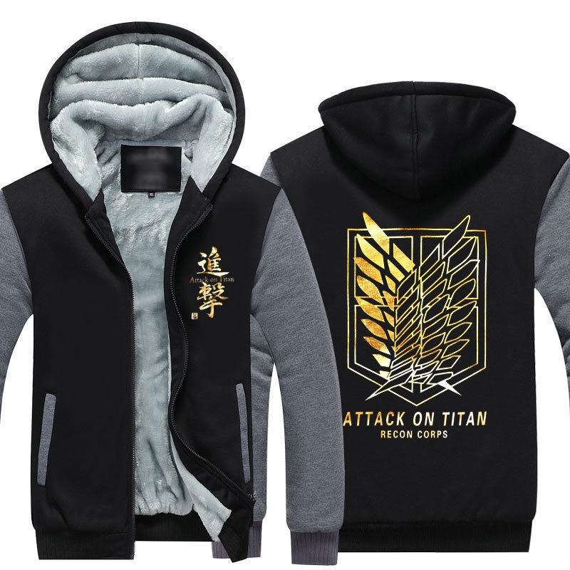 Anime On Attack Titan Winter Zipper Jacket Freedom Wings Sweatshirts Hoodie