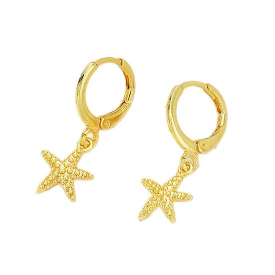 3 Pairs Women Coastal Hoop Earrings Starfish Seashell Faux Pearl Charm Dangle Hoop Earrings Summer Beach Earrings for Holiday Daily Wear