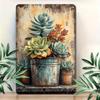 Vintage Succulent Plant Metal Wall Art Rustic Botanical Tin Sign for Office Balcony or Garden Decor X Inch Plaque
