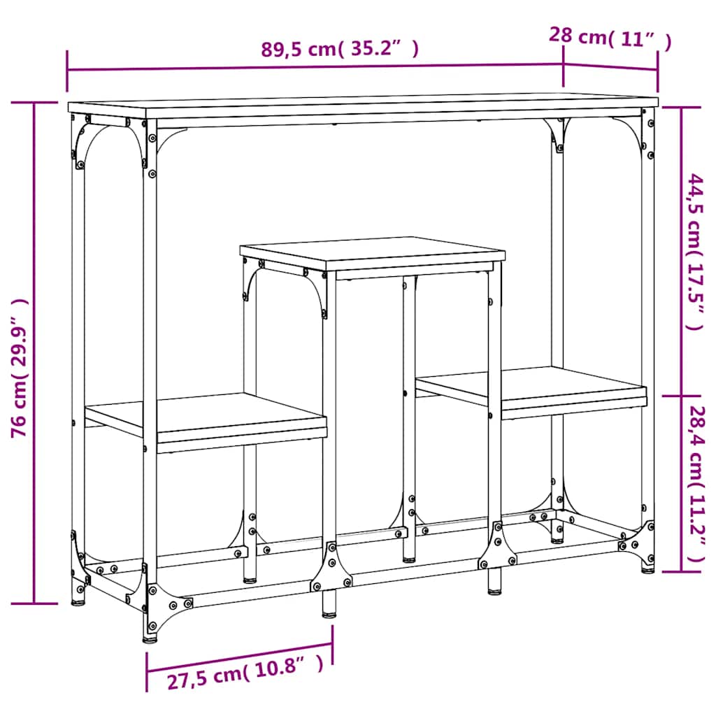 Console Table Black 89.5 x 28 x 76 cm Particleboard