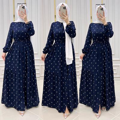 Foreign Trade Women's Clothing Amazon eBay Long Dress Bubble Sleeve Lace-up Big Swing Dress
