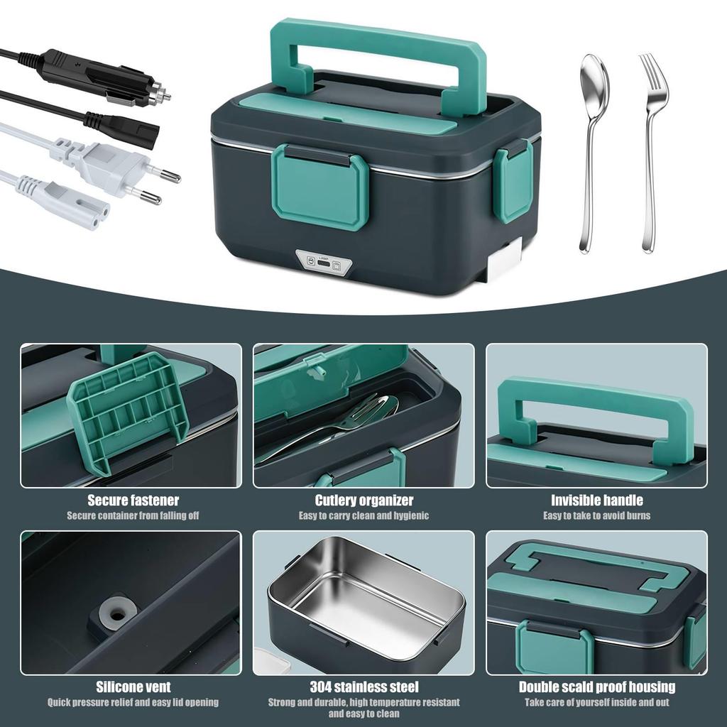 Portable Electric Heated Lunch Box 90W Stainless Steel Detachable 2.5L heat Bowl/Truck/Office Dining Box Microwave Oven