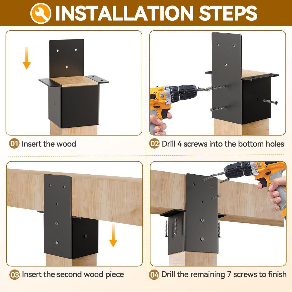 Black Pergola Bracket Metal Pergola Accessories with Screws Deck Railing Connector  Garden