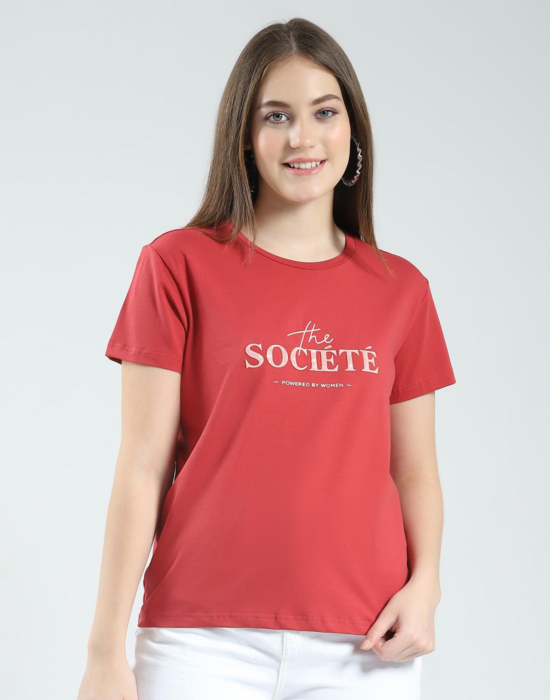 

Топ женский Монте-Карло с принтом, круглым вырезом, рукавом 3/4, стандартной посадки M ржавый