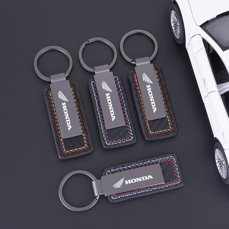 Carbon Fibre Pattern Car Keychain Pendant Key Ring For Honda Civic FIT Accord Prelude CRV 5th City CRZ CRX Jazz HRV Accessories KU9