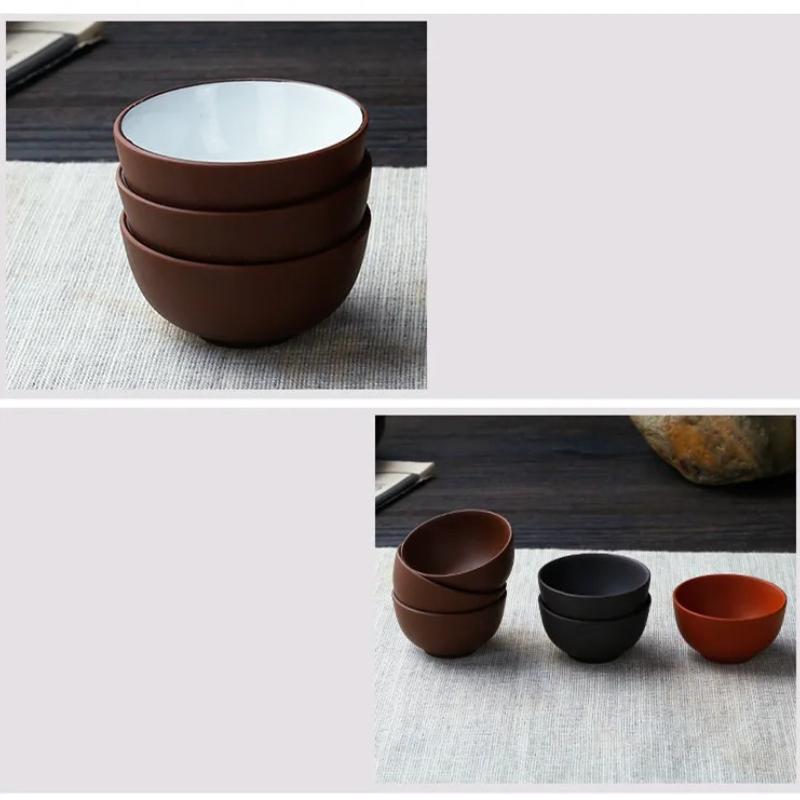 8 buc/set Ceașcă de ceai Yixing din argilă purpurie făcută manual, Bol de ceai Dahongpao, Călătorie portabilă, Ceașcă de maestru Pu'er, Set de ceai chinezesc Zisha