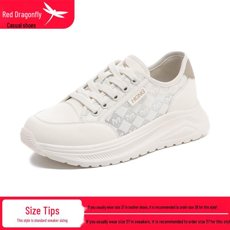 Red Dragonfly Women s Summer Casual Breathable Mesh White Sports Shoes with Soft Thick Sole - Hot Seller for Travel Size 37