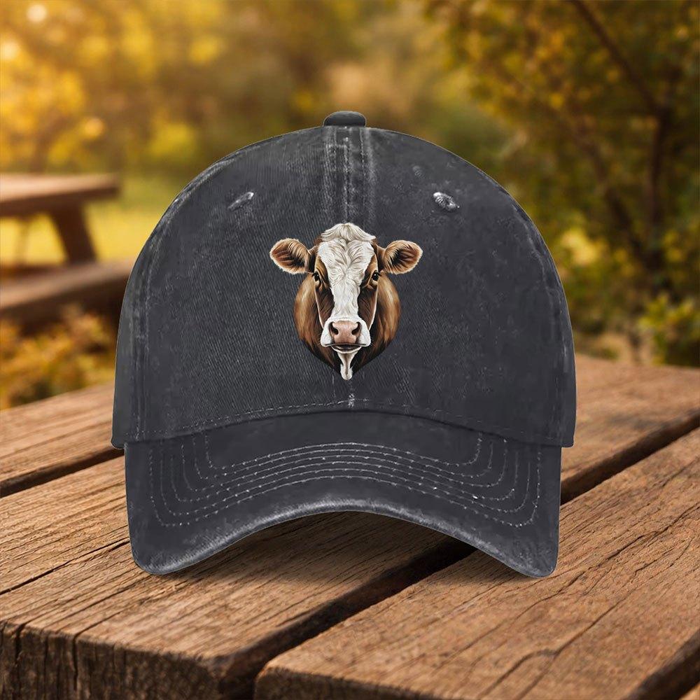 Brown White Cow Print Baseball Cap for Unisex Duckbill Cap Suitable for Outdoor Sports Fitness Travel Machine Washable L