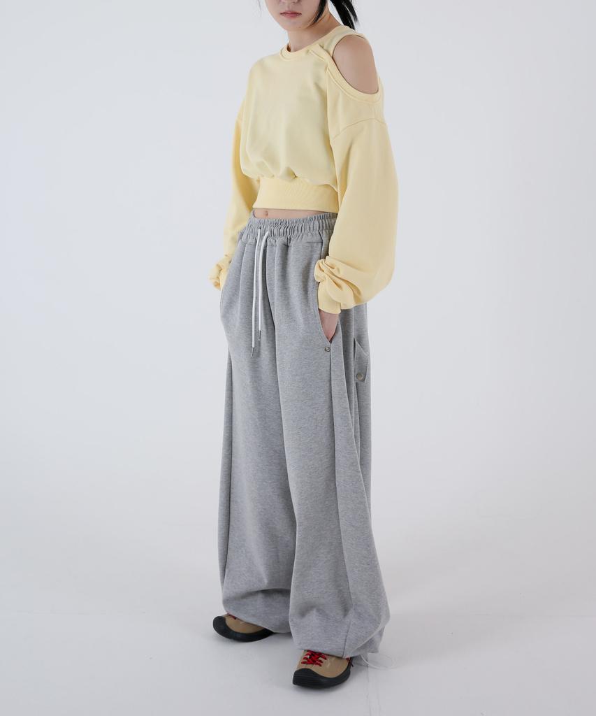 UMM Women'S Snap Button Adjustable Hem Wide Training Pants 5 Colors