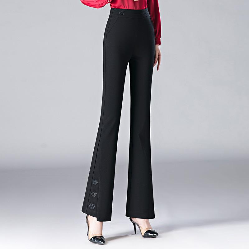 Women's Micro Flare High Waist Elastic Pants - Slimming, Fashionable, Casual Spring/Summer Trousers for Middle-Aged Moms (5X).
