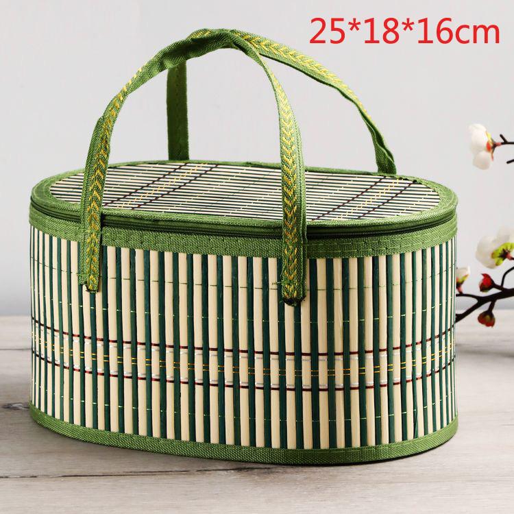 New bamboo basket gift box Dragon Boat Festival rice dumpling packaging box crab gift box egg souvenir silk flower