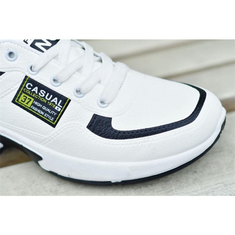 Men's Sports Shoes Light PU Leather Casual Shoes Outdoor Non Slip Sneakers for Men Lace Up Running Shoes Vulcanized Shoe Tennis