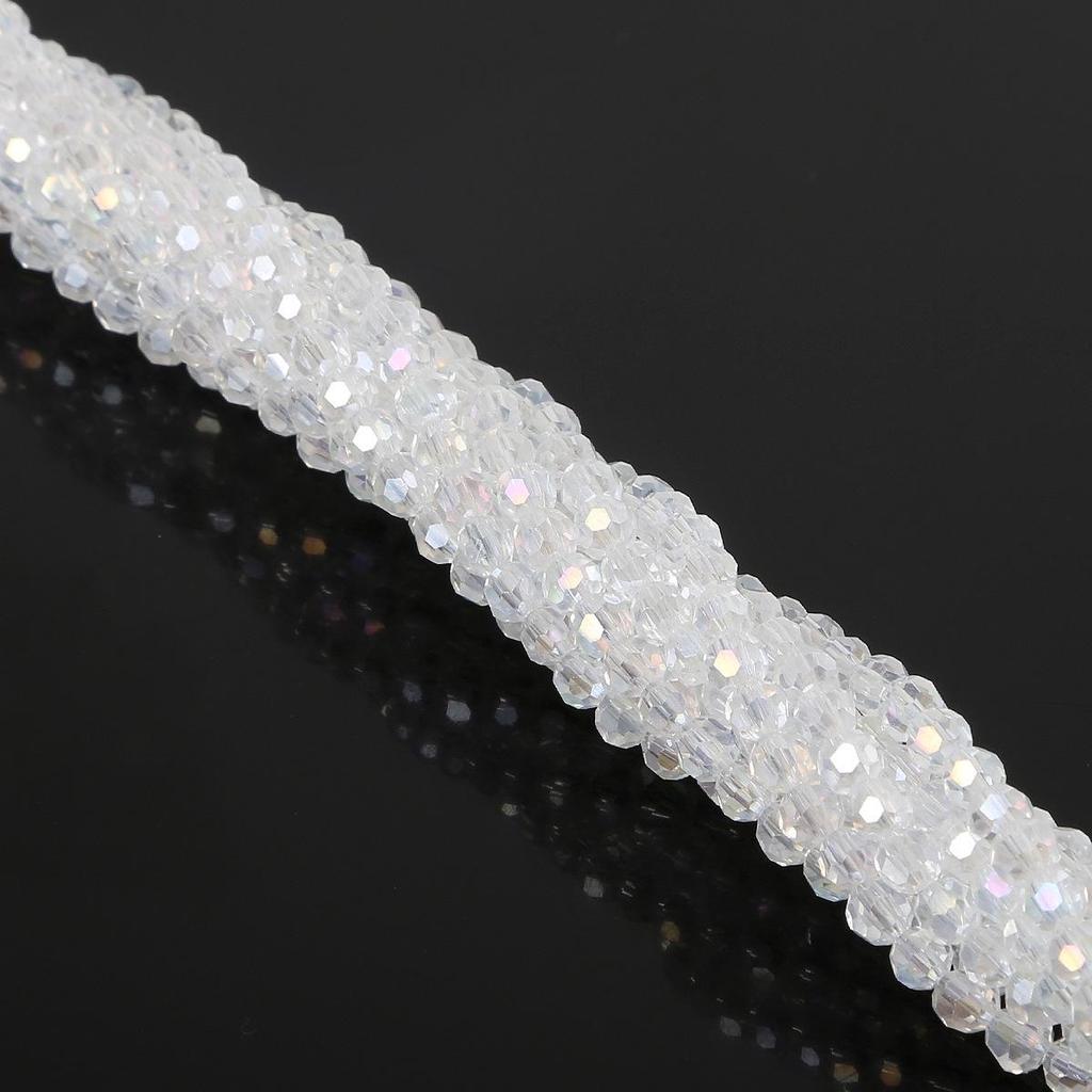 4mm Faceted Round Glass Beads, Handmade Crystal-Plated, Colored DIY Accessories