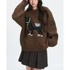 Womens Vintage Fair Isle Knit Sweater Casual Crewneck Pullover Loose Fit Long Sleeve Basic Style