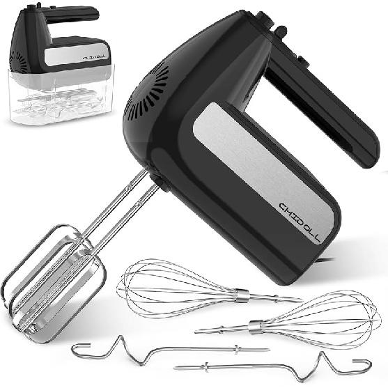 5-Speed Electric Hand Mixer, 800W Handheld Mixer with Turbo for Baking & Cooking, Kitchen Food Mixer with Storage Case & 5 Stainless Steel