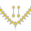 Bridal Wedding Dress Accessories Set Zircon Necklace Earrings Ring Bracelet Four-Piece Set, Women