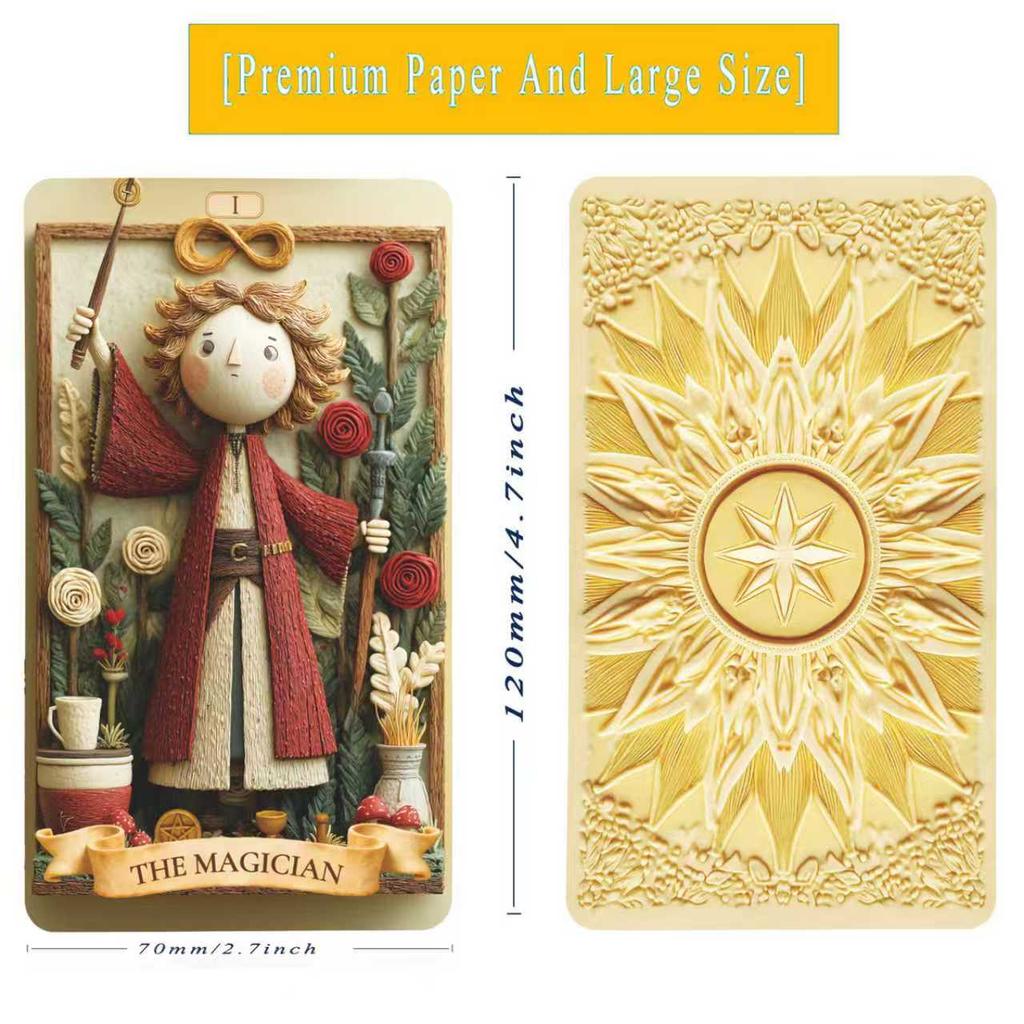 Pachet Tarot Unic, 78 de Cărți Tarot din Lut pentru Începători și Cititori Experimentați, cu Ghid, Instrumente pentru Reflecție