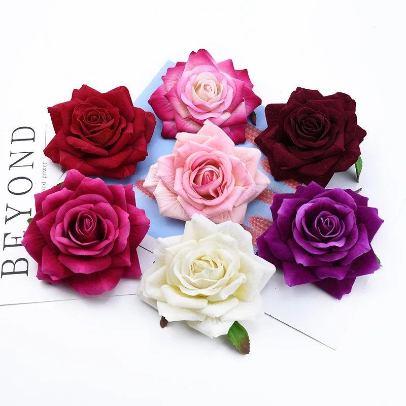50/100 Pieces Artificial Flowers for Home Decoration Wedding Bridal Accessories Clearance Diy Gifts Boxes Scrapbook Bride Brooch