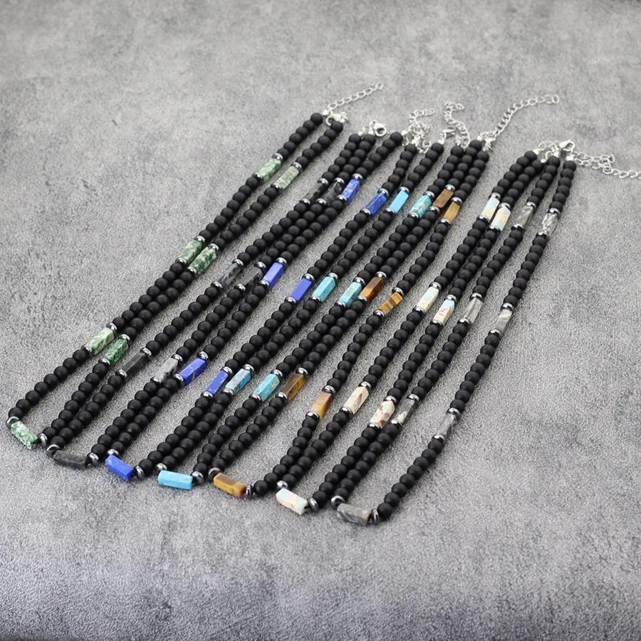 Wykwintny Naszyjnik z Kamienia Onyksu Klasy A 6mm Męski Ręcznie Robiony Naturalny Oko Tygrysa Koraliki Howlite Naszyjnik Medytacja Leczenie Biżuteria dla Mężczyzn