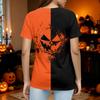 Women Casual Halloween Graphic T Shirt Short Sleeve Top Pumpkin Face Print Split Design Lightweight Comfortable Fit
