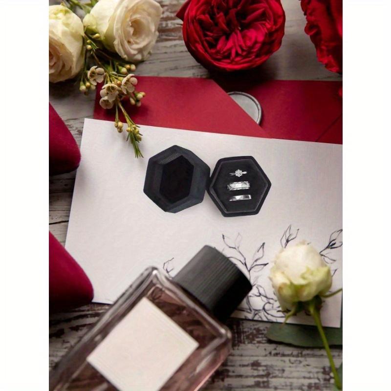 1 Pc Velvet Ring Box, 3 Slots Triple Slot Ring Box Wedding Day Ring Box For Wedding Ceremony Wedding Ring Holder Ring Box For Wedding Proposal