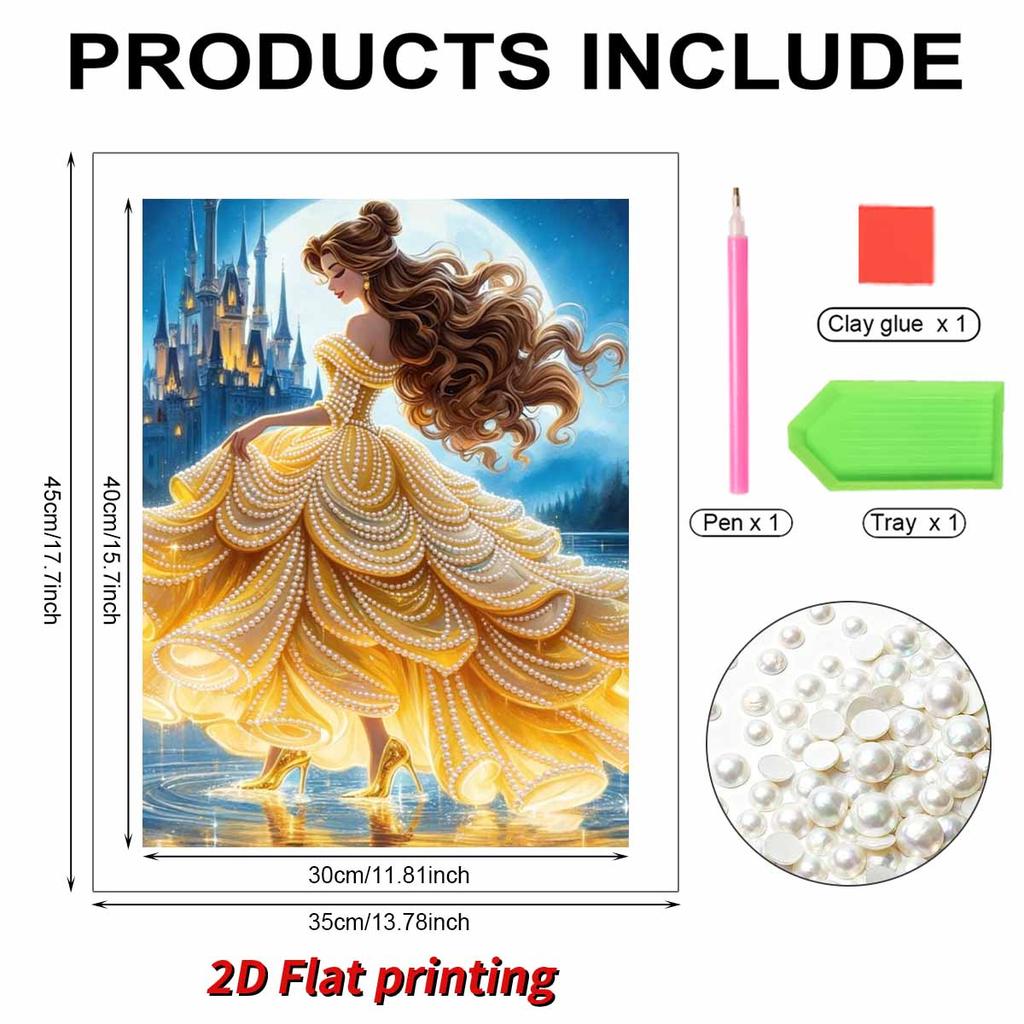 Disney Belle DIY Artificial Pearl Artwork This is a handmade gift that can be used for wall decoration and is suitableforbothhomeandofficeenvironments