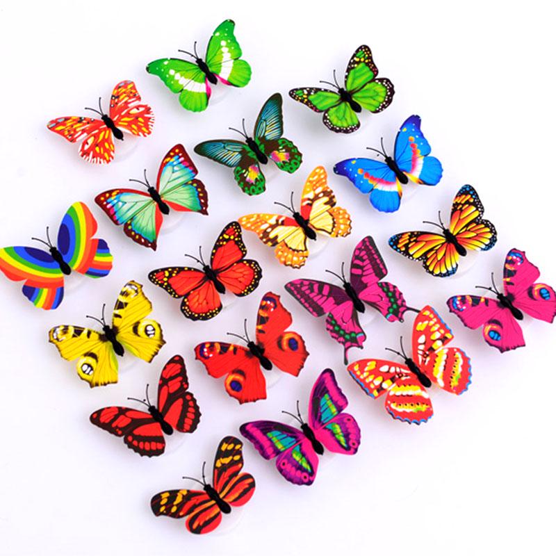Random Color Plastic Toys LED Colorful Butterfly for Children Bedroom Night Light