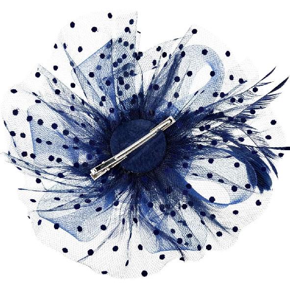 DRESHOW Fascinators Hat Flower Mesh Ribbons Feathers on a Headband and a Clip Tea Party Headwear for Girls and Women