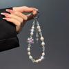 Premium Sense Kt Mobile Phone Chain Light Luxury Bow Chain Mobile Phone Lanyard Handmade Crystal Pearl Cute Beaded Pendant