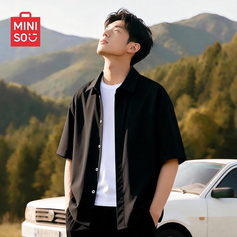 MINISO Men's Ice Silk Short Sleeve Casual Shirt
