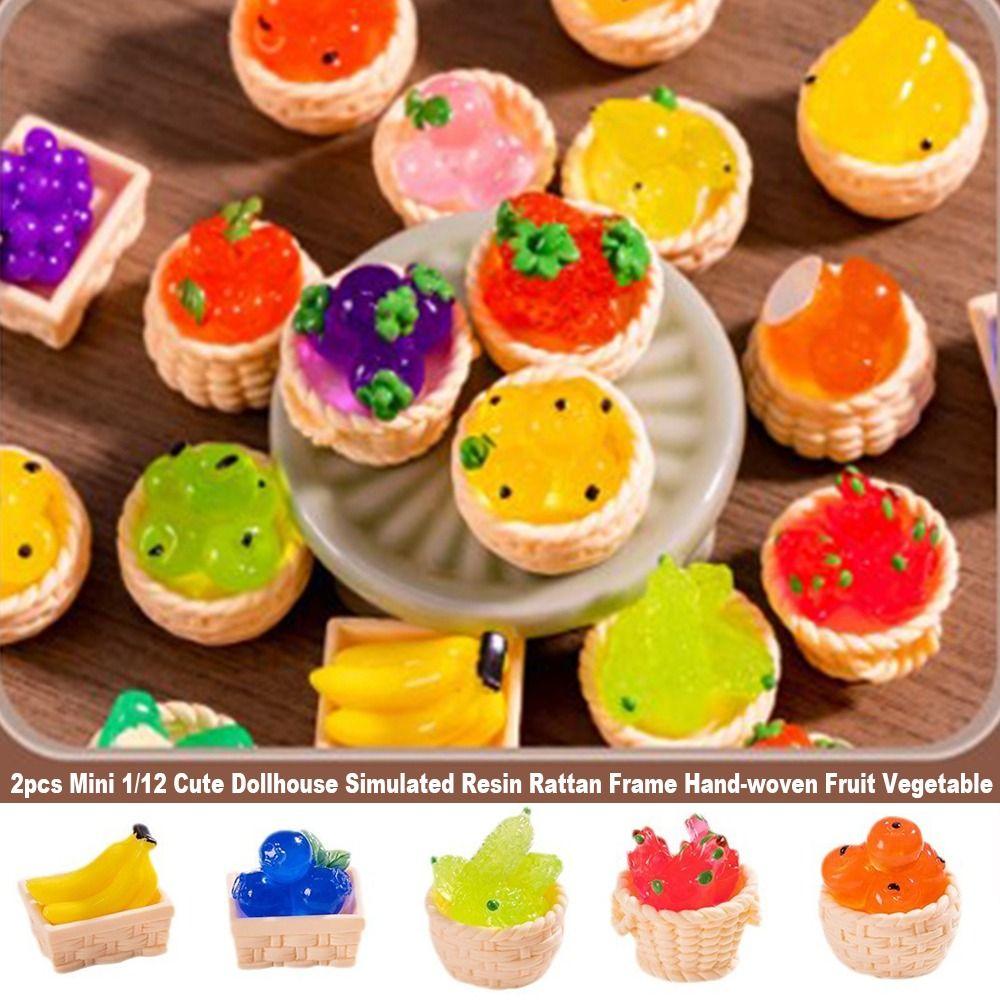 2 Stück Mini 1/12 Puppenhaus Rattanrahmen Handgeflochtene Puppen Miniaturdekoration