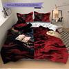 3pcs Anime Demon Mask Comforter Set with 1 Quilt Cover and 2 Pillowcases (No Core) - Home Decor, Festival Gift, Polyester Fabric, Anime Cartoon Design