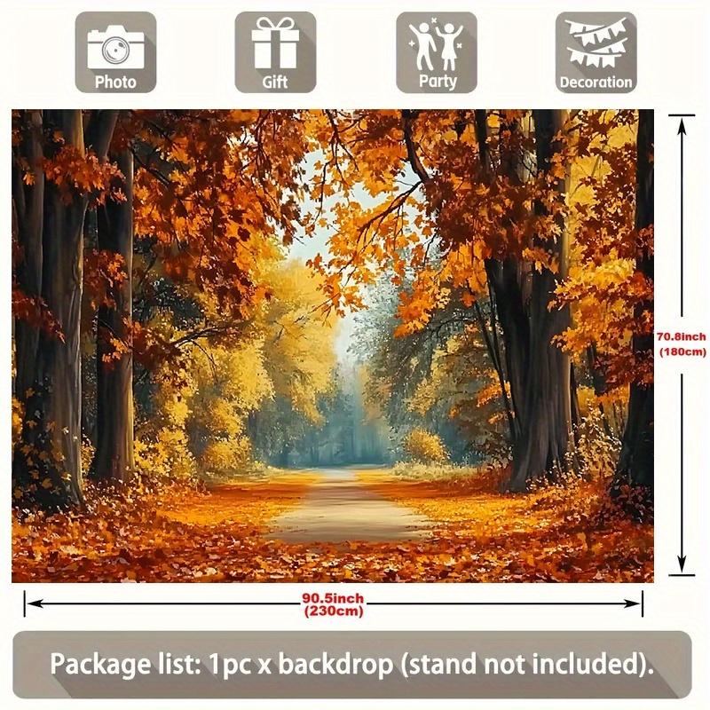 1 Autumn Forest Scene Polyester Banner - Bright Autumn Leaf Wall Decoration, Suitable for Home, Room and Party Background