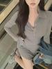 Women's Autumn Long Sleeve Polo Collar T-Shirt Dress - Sexy, Slim Fit Mini Skirt