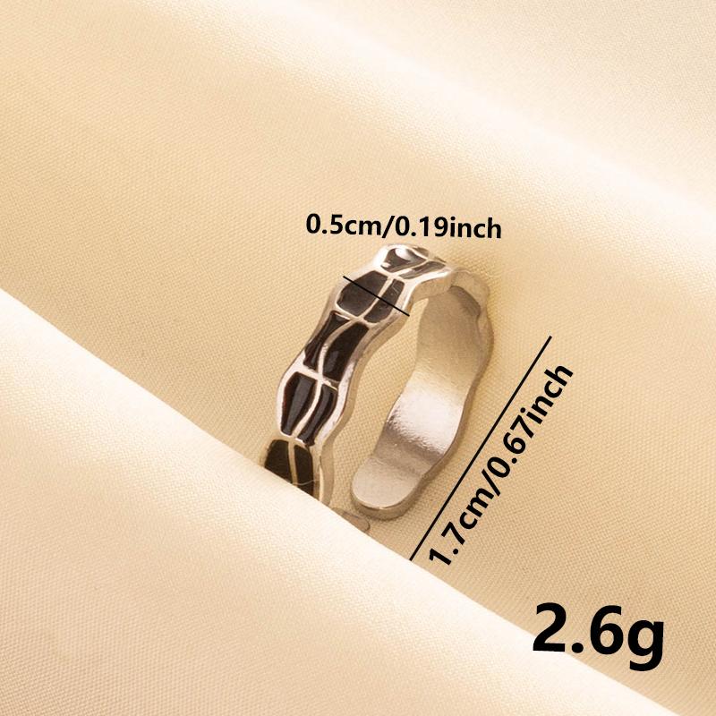 Punk Silver Color Black Enamel Sun Moon Star Eye Rings For Women Men Accessories Stainless Steel Ring Open Finger Jewelry Bagues