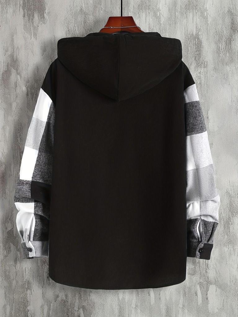 2023 Men's Hooded Plaid Long Sleeve Thickened Shirt - Cold Resistant Autumn Wear