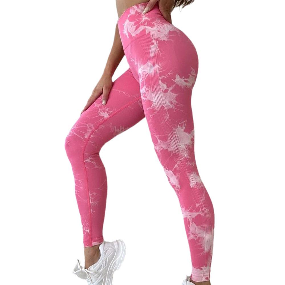 Přeshraniční bezešvé batikované jógové kalhoty: Super Elastické, Tvarující postavu, Fitness legíny s vysokým pasem a broskvovou zadnicí
