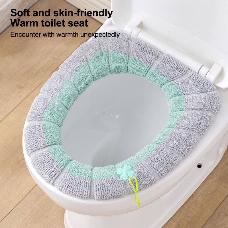 1Pc Thicker Bathroom Toilet Seat Cover Pads Soft Comfortable Toilet Seat Cushion Cover Stretchable Toilet Seat Warmer Easy Inst