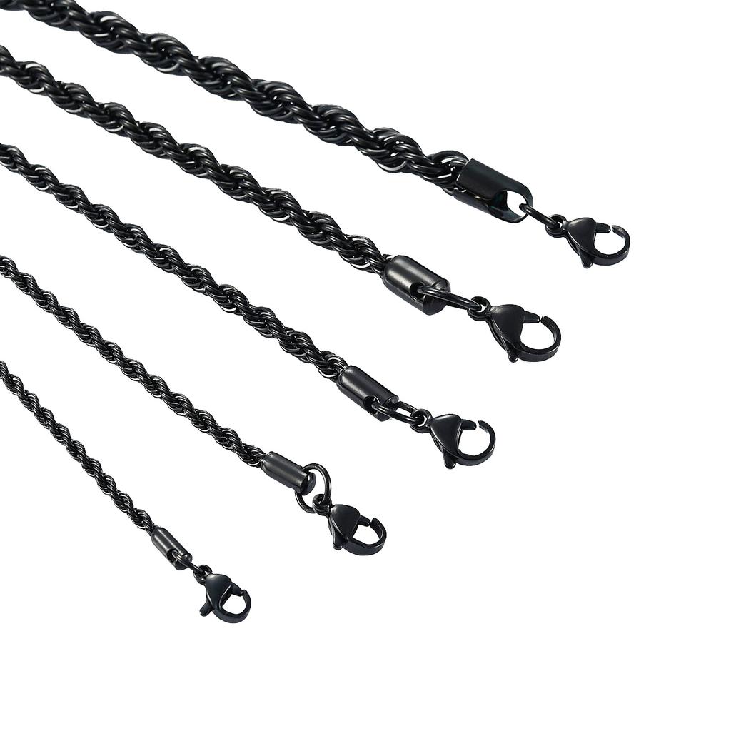 5 Colors Stainless Steel Twist Rope Chain Necklace for Women Men Black/Silver/Gold Color Plated Choker Metal Fashion Jewelry