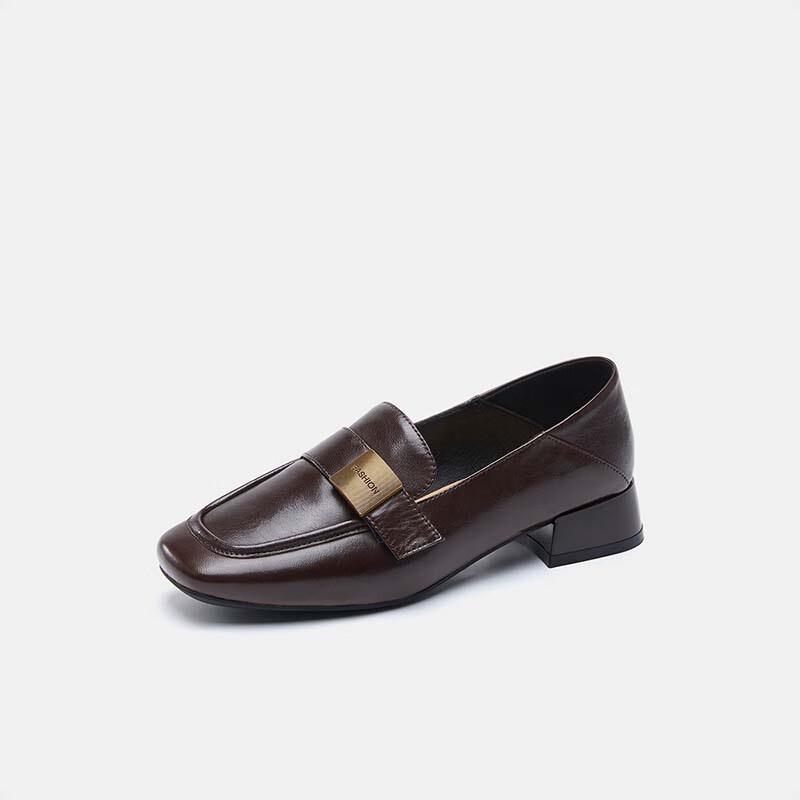Aokang Women s British Style Square Toe Loafers EU 39