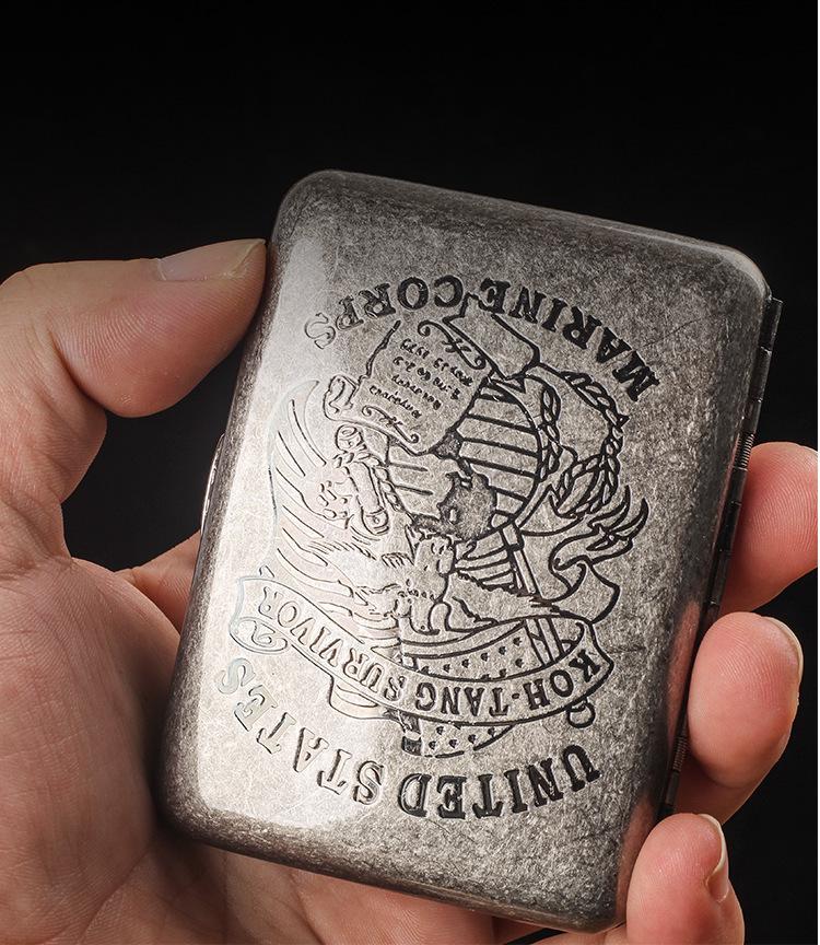 Vintage Antique Silver Dual-Use Cigarette Case for 6.5mm Medium/Regular Cigarettes - Holds 20/16 Count