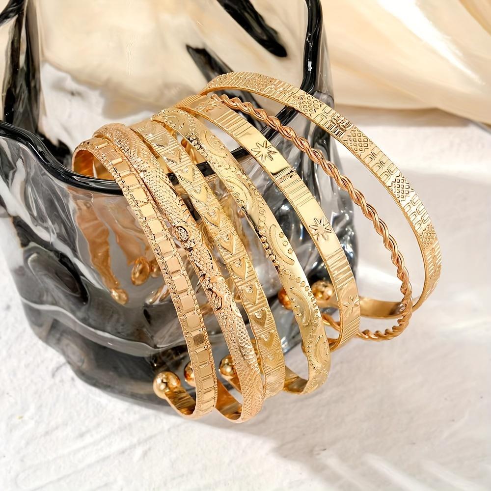 7-piece Set of Women's Vintage Style Open Bracelets, Exaggerated Arrow and Geometric Patterns, Adjustable Bracelets for Fashion Accessories